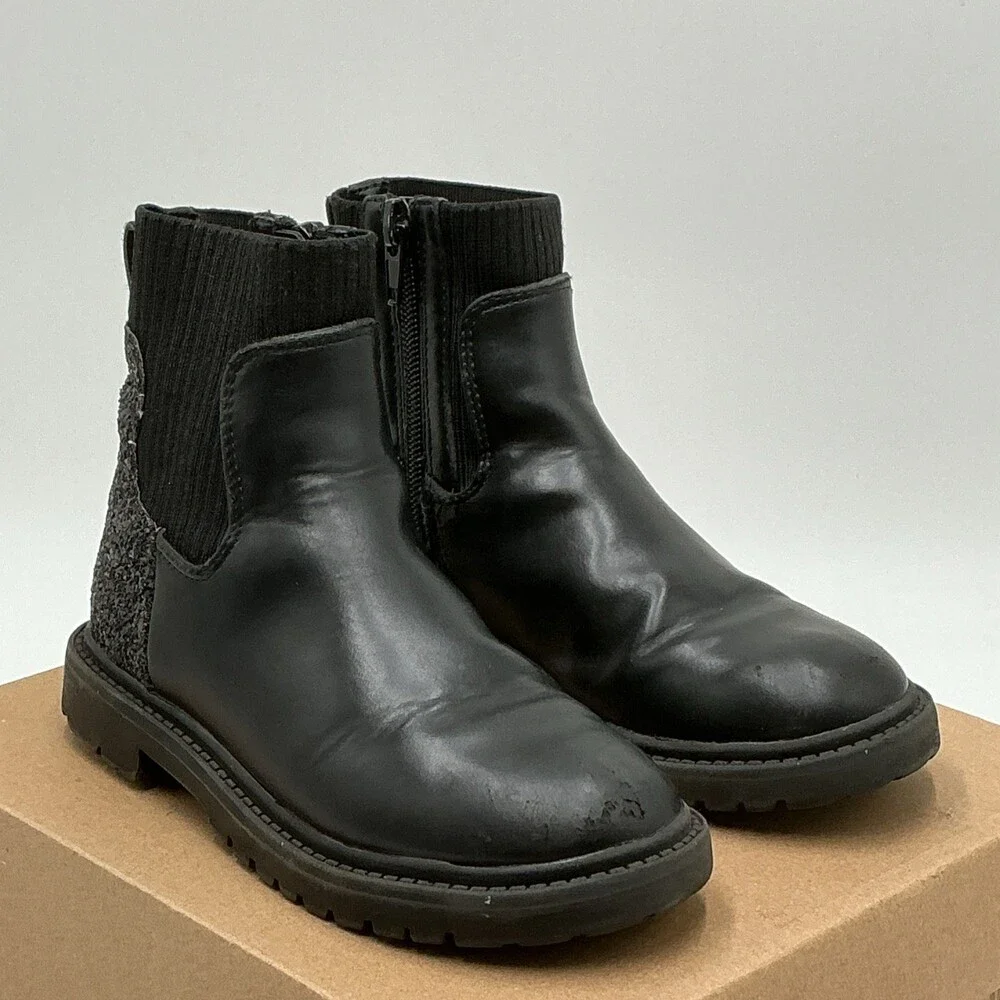 Steve Madden Lilyana Boot Girls 11 Black Elastic Gore Round Toe Chelsea Ebay2730